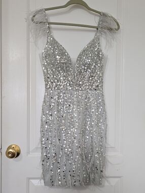 Gianni Bini Silver Sequin Strapless Party Dress Size 3